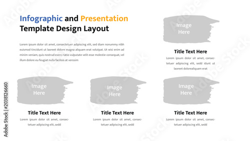 Modern infographic presentation template layout for business data visualization with multiple image placeholders