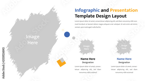 Foto Modern infographic presentation template with large image placeholder, smaller p