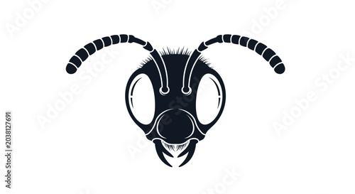 Quadro su tela Stylized Ant Head Silhouette, Insect Icon, Vector Graphic on White Background