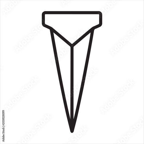 Minimalistic steel wood splitting wedge outline icon.