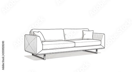 Modern Sofa with Cushions in Minimal Studio Setting