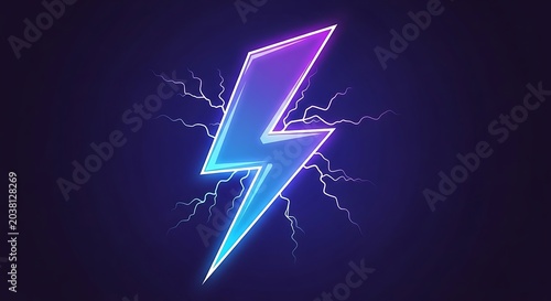Neon Double Lightning Bolt in Dark Purple Background