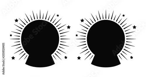 Εκτύπωση καμβά Mystical crystal ball silhouettes with celestial rays and stars, magic fortune t