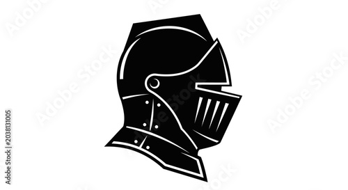 Foto Black Knight Helmet Silhouette - Medieval Warrior Headwear Icon
