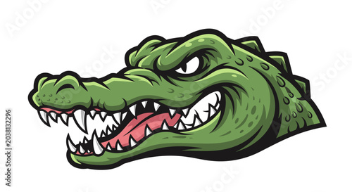 Fierce angry green alligator head mascot design