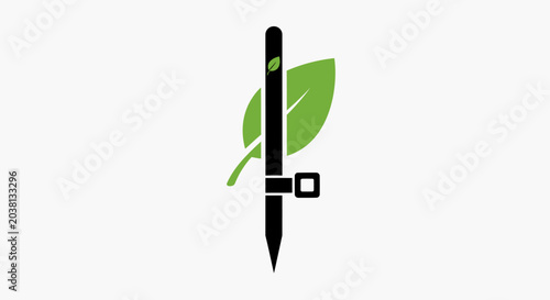 Foto Green Leaf and Drip Irrigation Emitter Icon