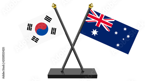 Quadro su tela Flag of Australia and South Korea aka Republic of Korea