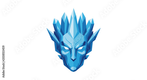 Фотография Ice King Face Logo - Frozen Warrior Mask - Blue Crystal Head
