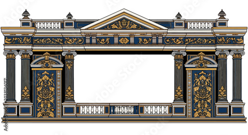 Fotografia Ornate Baroque Archway Frame with Columns and Decorative Motifs