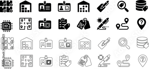 Obraz na płótnie Comprehensive icon set user interface data identification and technology glyphs, vector illustration