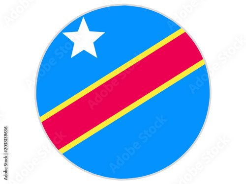 congolese flag circle with transparent background