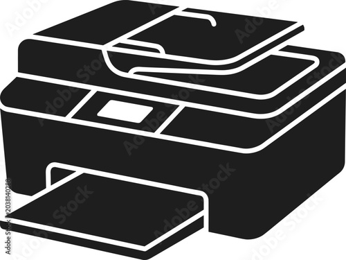 Tableau sur toile Modern multifunction printer silhouette vector illustration featuring office pri