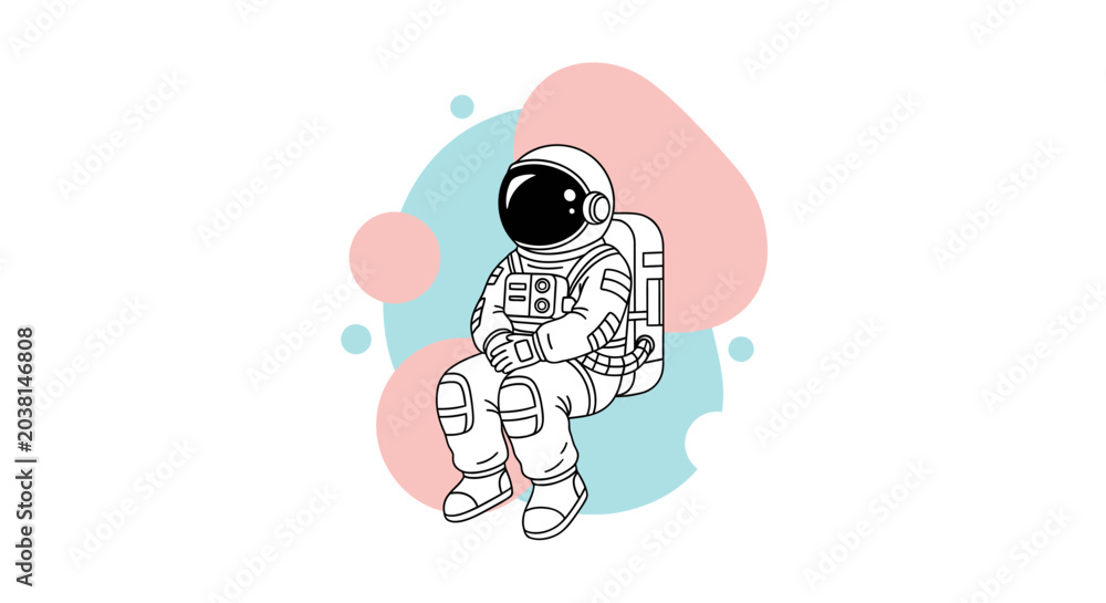 Fototapeta premium Astronaut in Space Suit Sitting Down.