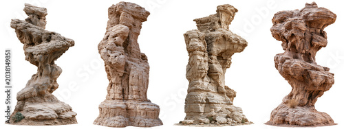 desert rock formation isolated on white transparent background - design element cut-out object collection