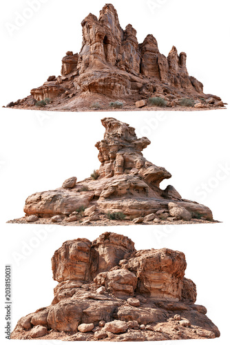 desert rock formation isolated on white transparent background - design element cut-out object collection