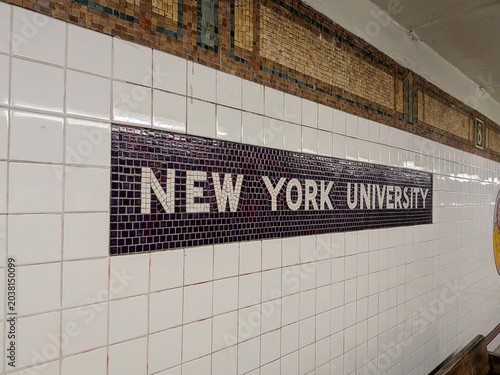 New York, NY - May 22, 2026: Subway sign for New York University