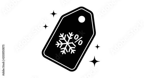 Tableau sur toile Winter Sale Tag with Snowflake and Sparkles Icon