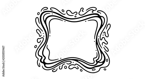 Abstract Swirl Border Frame - Hand Drawn Black and White Design Element