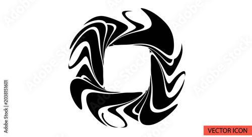 Abstract Swirls Forming a Circular Shape with Square Center