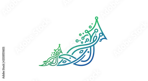 Abstract Swirls Ornament with Gradient Colors and Bubbles