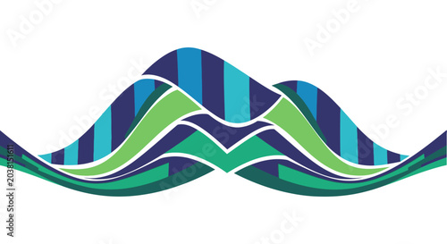 Abstract Wave Pattern Blue Green Stripes Geometric Design