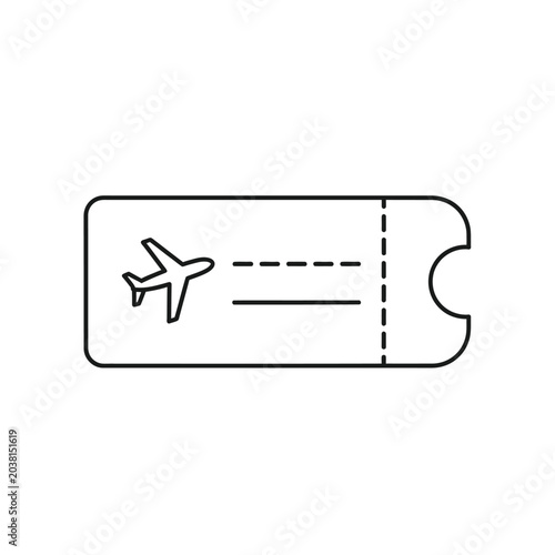 Airplane Ticket Icon - Travel Booking and Flight Boarding Pass