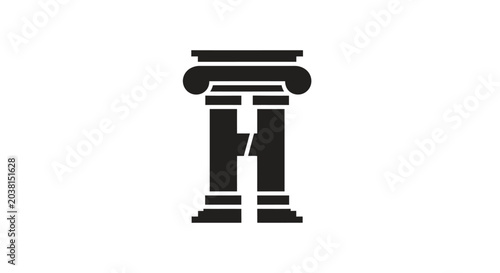Ancient Column Icon, Ionic Order, Architectural Symbol, Vector Art