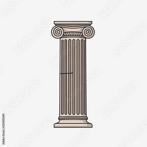 Ancient Greek Ionic Column, Architectural Element, Classical Design