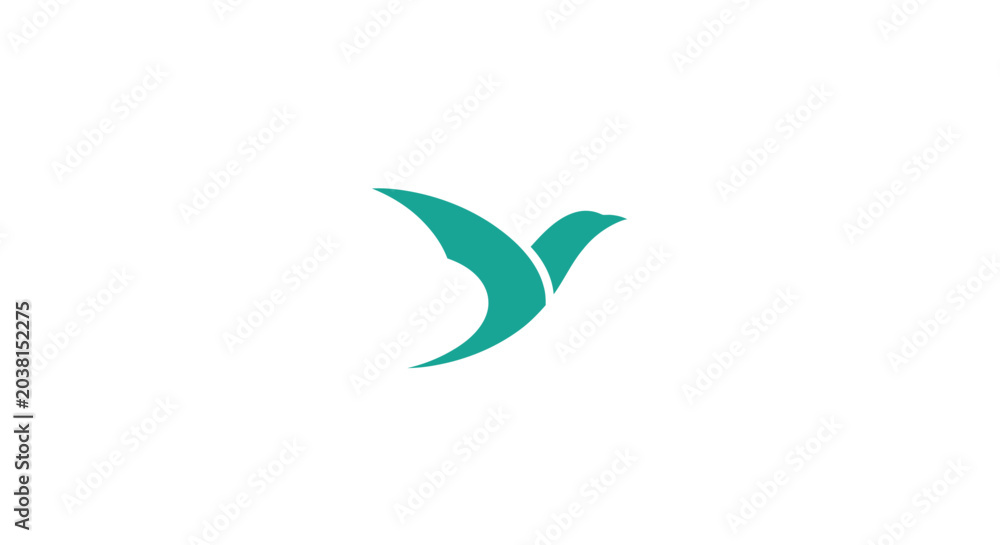 Obraz premium A minimalist graphic illustration of a bird in flight on a white background