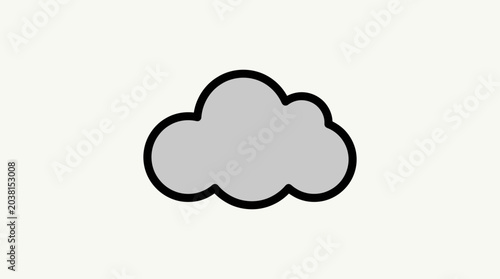 A simple illustration of a fluffy grey cloud on a plain background