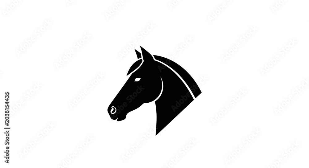 Fototapeta premium Black Horse Head Silhouette Vector Icon, Elegant Animal Design