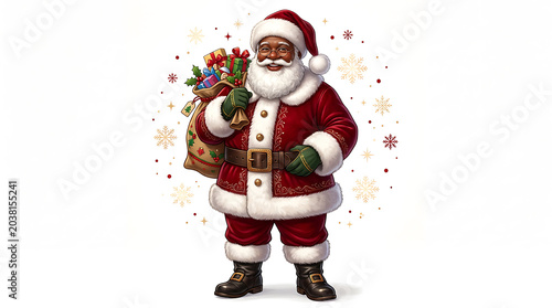 Santa Claus holding gift bag