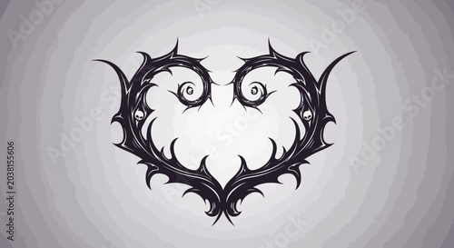 Fényképezés Gothic Heart Symbol with Spikes and Eyes, Dark Abstract Art