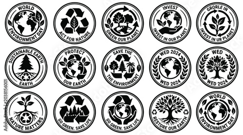 Photos Sustainable earth emblems environment day recycling reduce reuse recycle nature care symbols