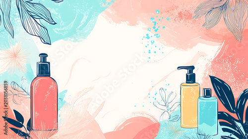 A cute cosmetic-themed background, perfect for use as a decorative backdrop or wallpaper.