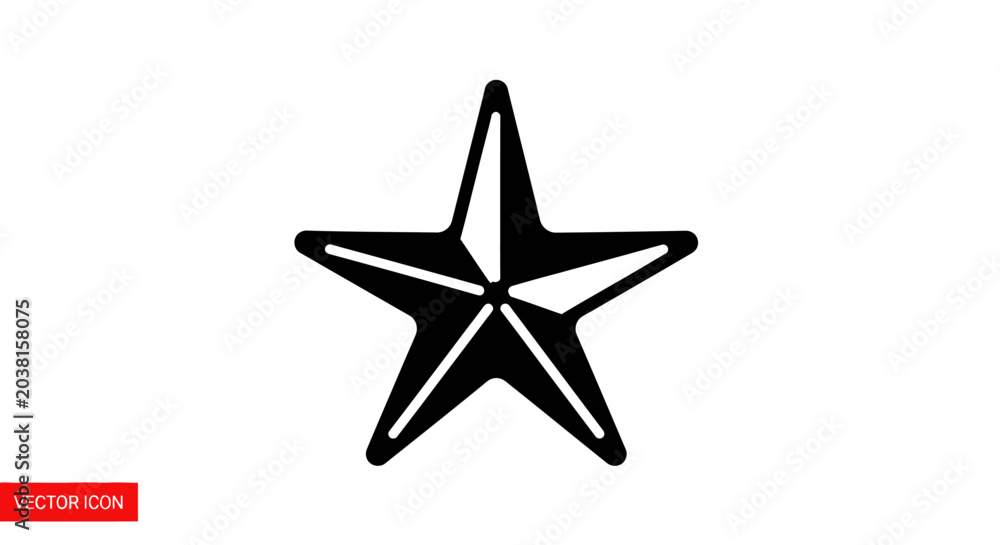 Obraz premium Nautical Star Icon Black and White Vector Art