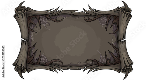 Mysterious Scroll Frame Border with Dark Ornate Design and Ancient Texture