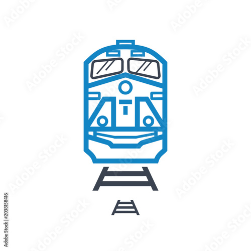 Modern Train Icon on Tracks - Transportation and Travel Vector Art