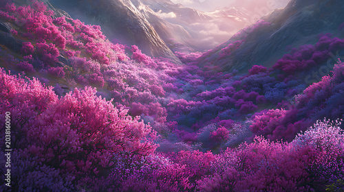 A beautiful floral scene featuring colorful and delicate flowers in a natural setting