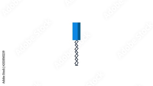 Blue Box on Scissor Lift Spring Mechanism Animation 4K