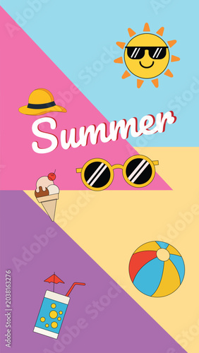 Vibrant summer background with fun accessories