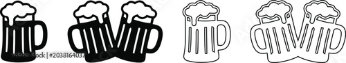 Photos Beer Mug Vector Icon Set with Clinking Glasses for Oktoberfest