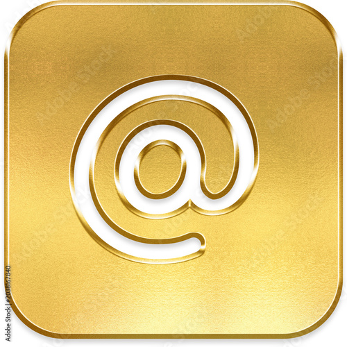 Tableau sur toile At outline gold metallic square icon email mention address contact