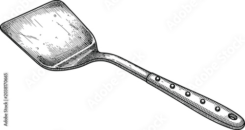 Foto Sketch of a spatula for flipping food during cooking with a simple handle design
