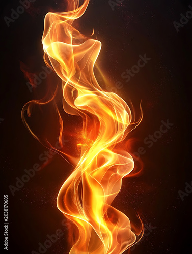 Flying sparks, glowing embers, fire particles
