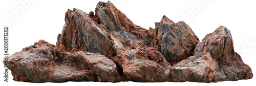 igneous rock formation isolated on white transparent background - design element cut-out object collection