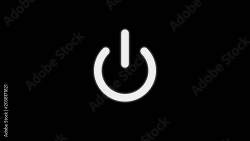 Glowing power button icon. Glow light power button turning on and off. glow Power Button icon on the black background.
