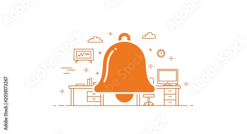 Foto Large orange bell on a desk.