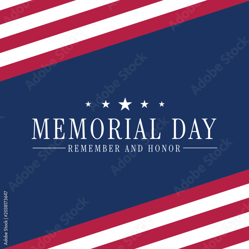 Memorial Day Patriotic Banner Background with American Flag Stripes and Honor Message