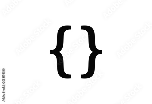 Schilderij op canvas Curly Braces Coding Symbol Vector Icon